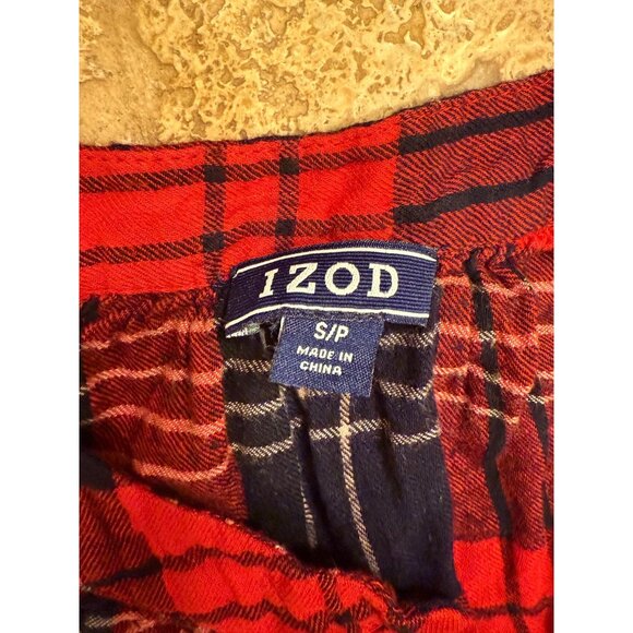 Izod Womens Plaid Long Sleeve Button Down Shirt Red & Black S/P - Picture 6 of 6